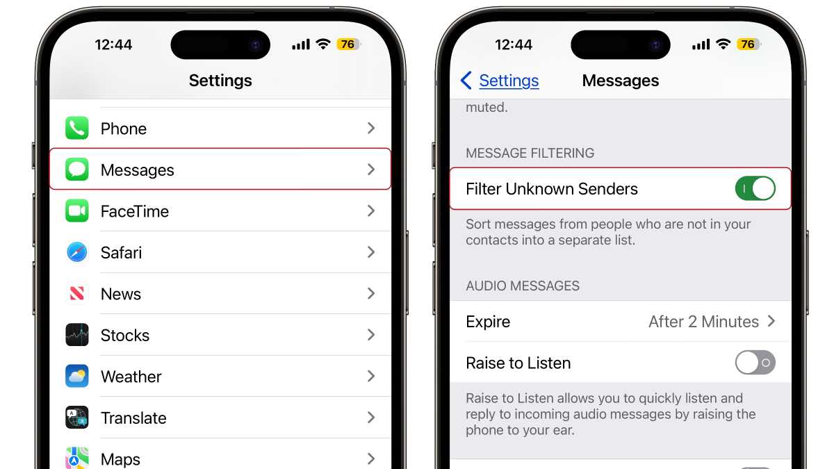 iOS 16 Filter Unknown Senders