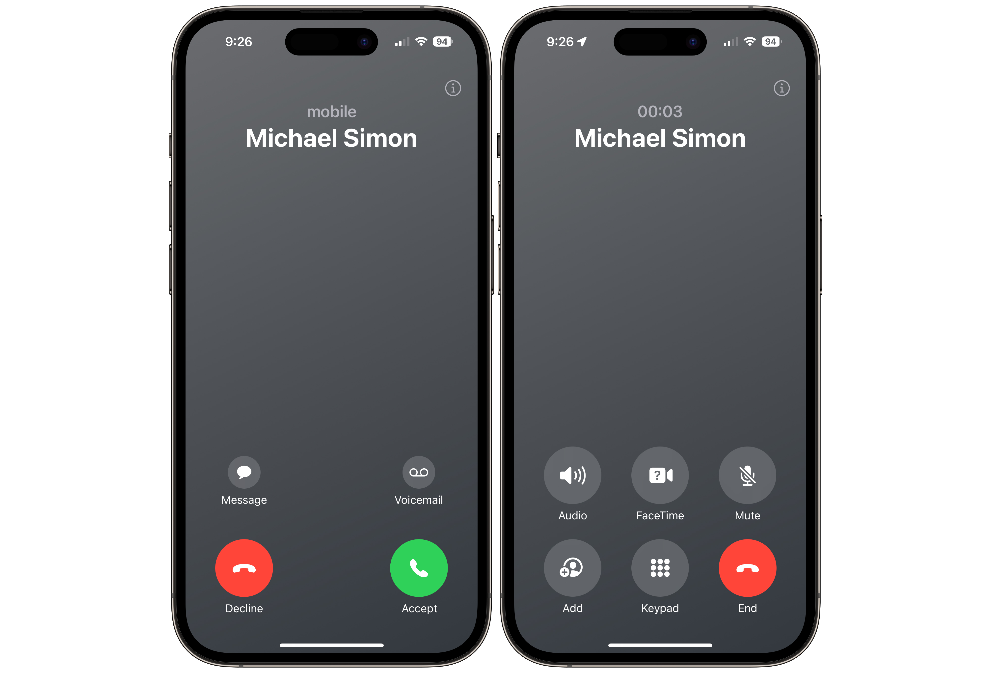 iOS 17 call interface