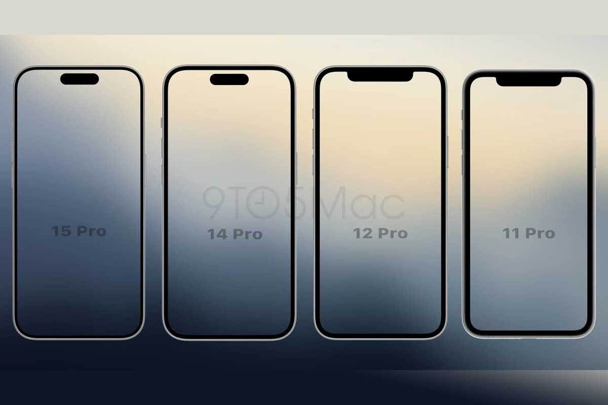 iPhone 15 Pro 边框与 iPhone 14 Pro、12 Pro、11 Pro 的比较