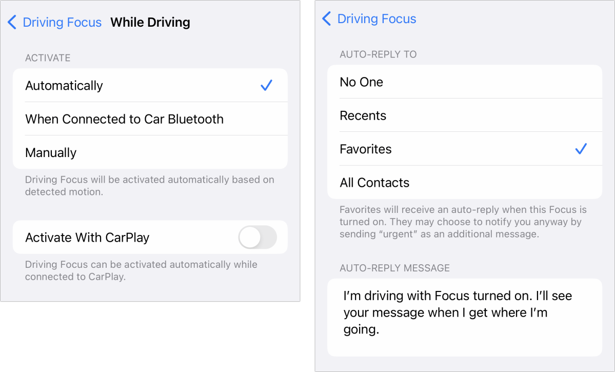 iOS 16 Messages driving focus