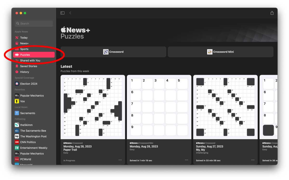 macOS Sonoma News Crosswords
