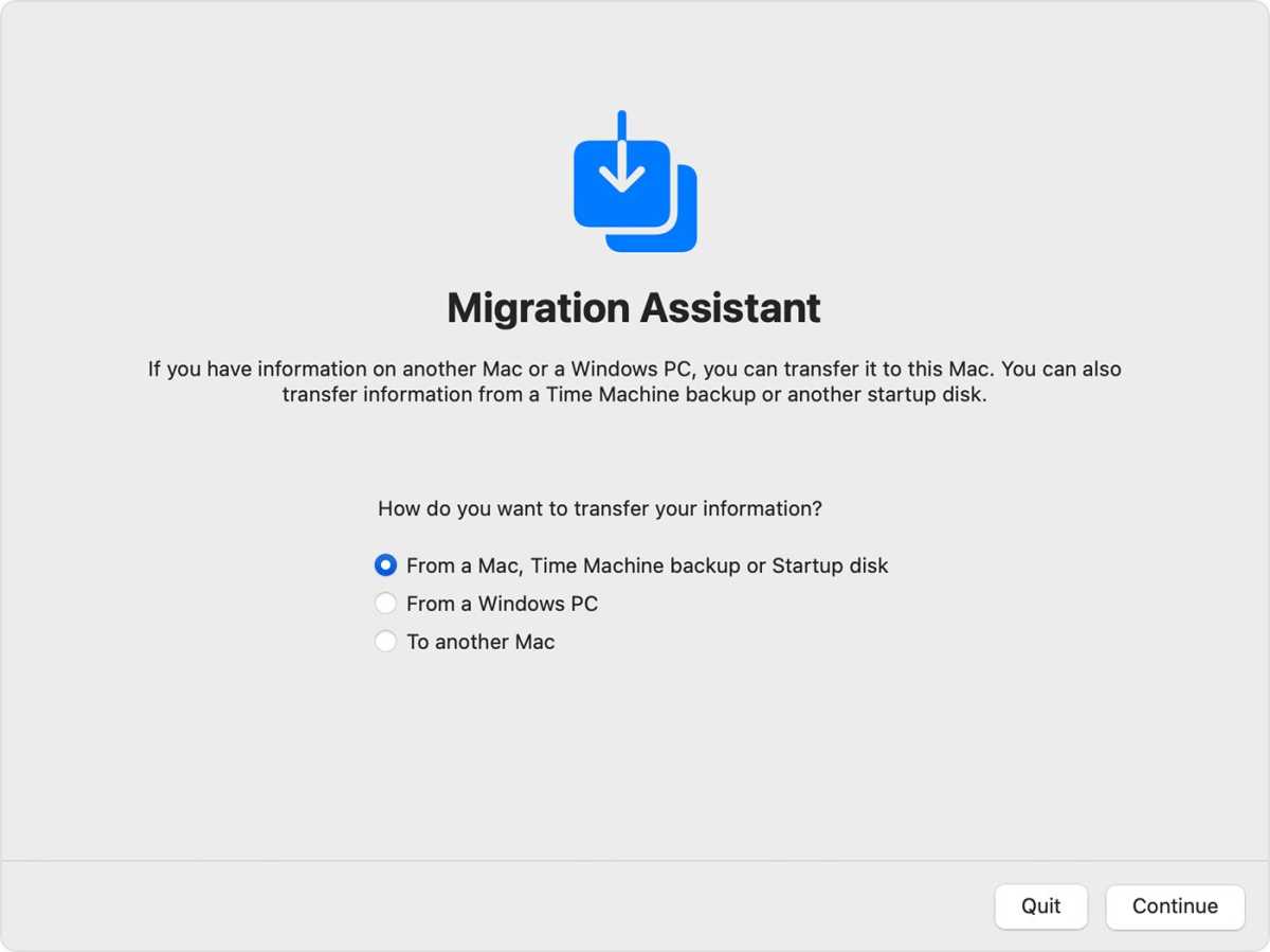 Use Migration Assistant to transfer Time Machine backup