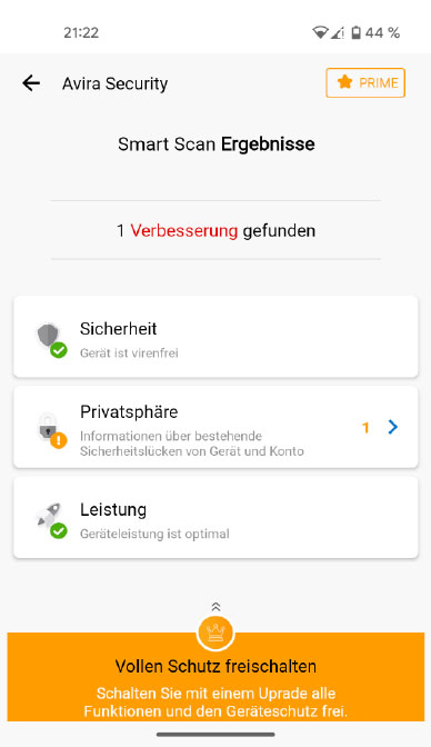 Der kostenlose Android-Virenscanner von Avira startet seine Suchläufe erst auf Anforderung.