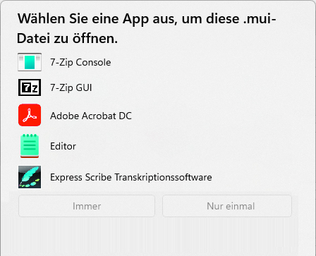 unbekannte Datei öffnen