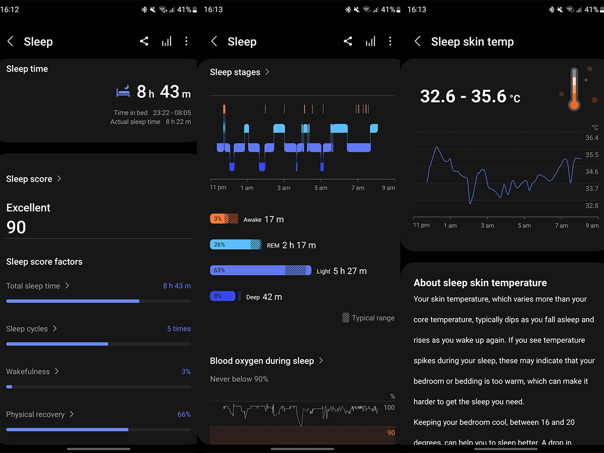 Samsung Health Galaxy Watch 6 sleep data