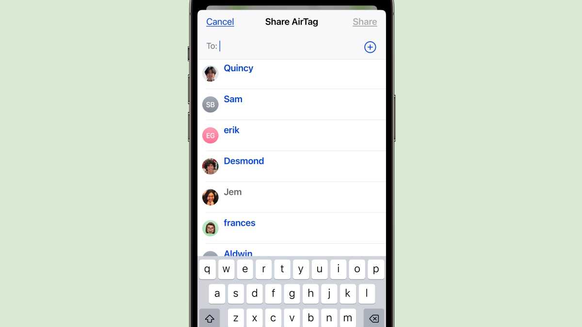 Share AirTag contacts