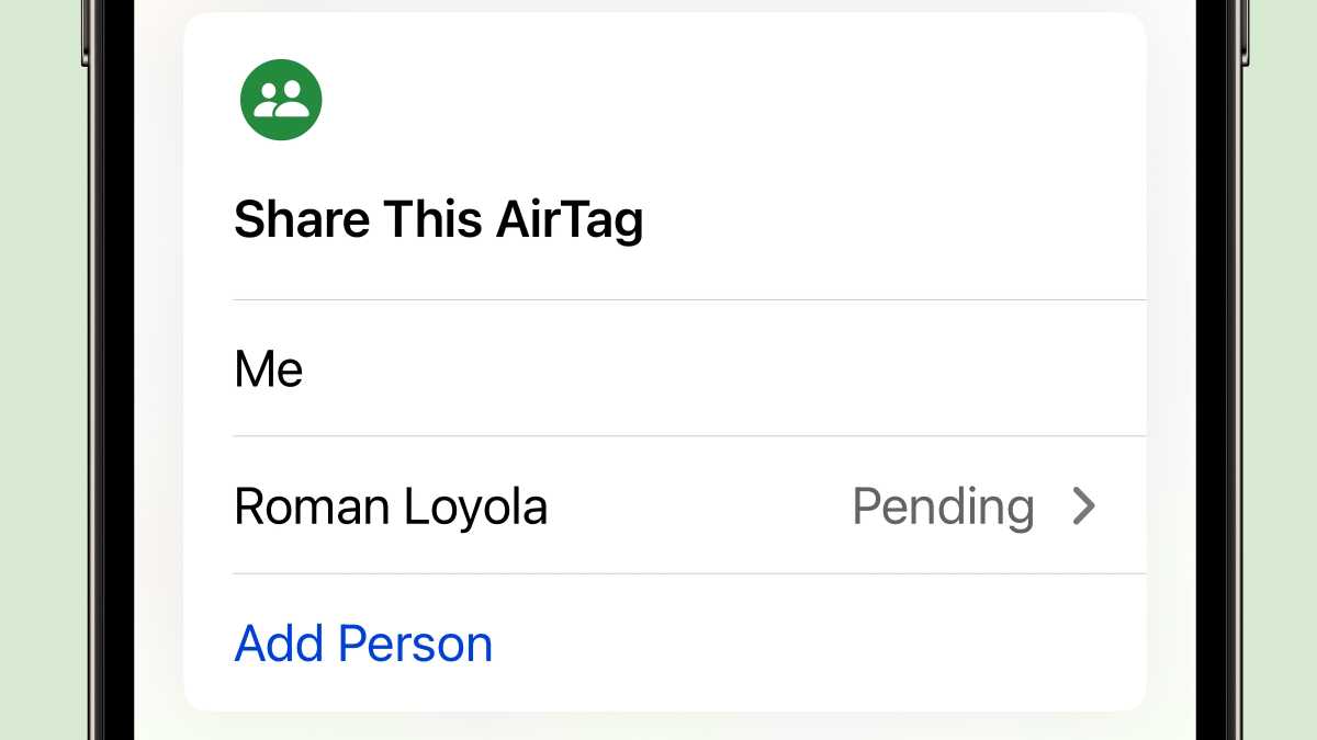 Share AirTag pending