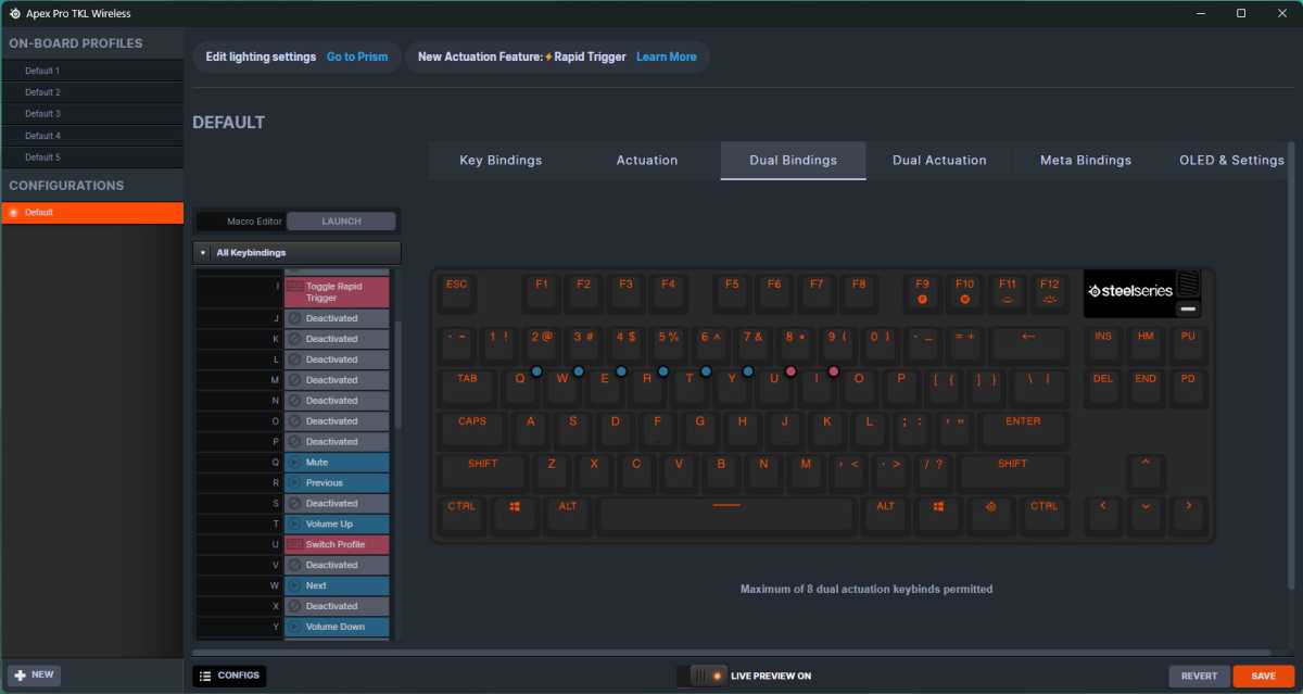 SteelSeries GG multiple Actuation settings