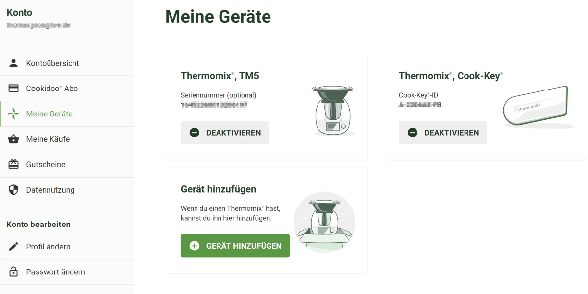 Die eigenen Thermomix verwalten