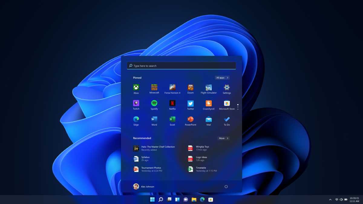 Windows 11 dark background (start menu open)