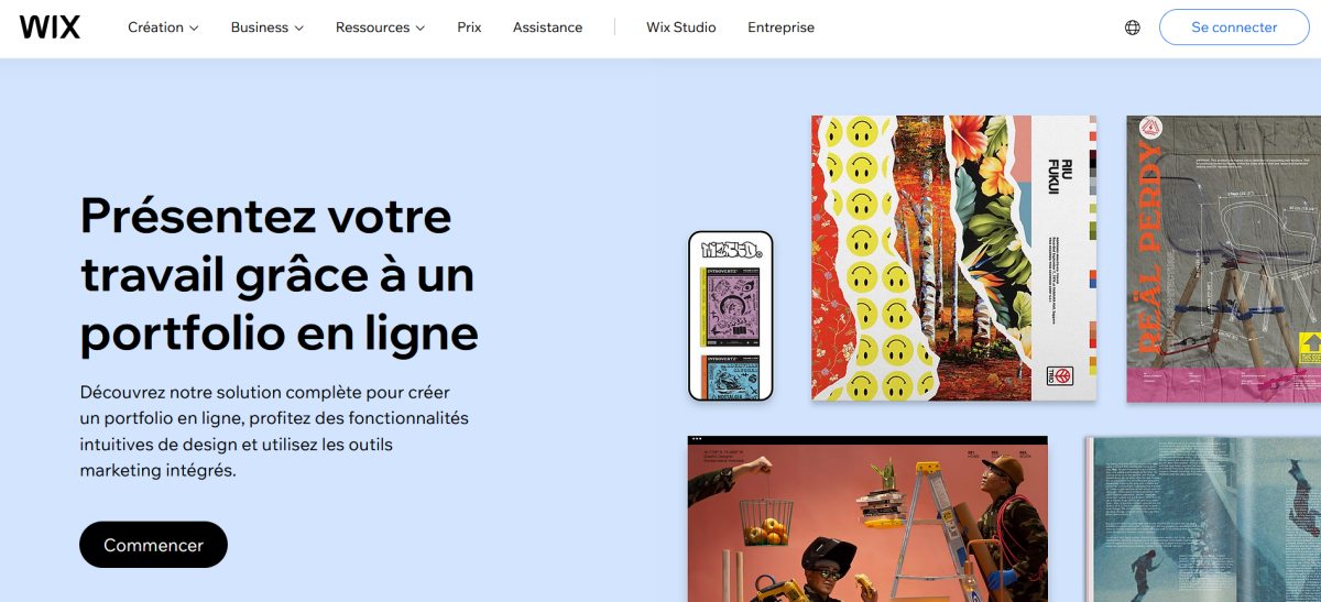 Creer portfolio en ligne wix