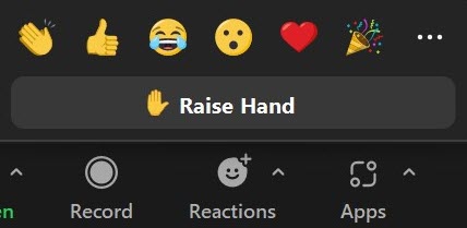 Zoom raise hand and emoji options