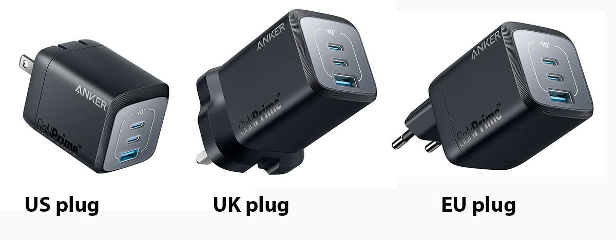 Anker 735 Charger (GaNPrime 65W) International plugs