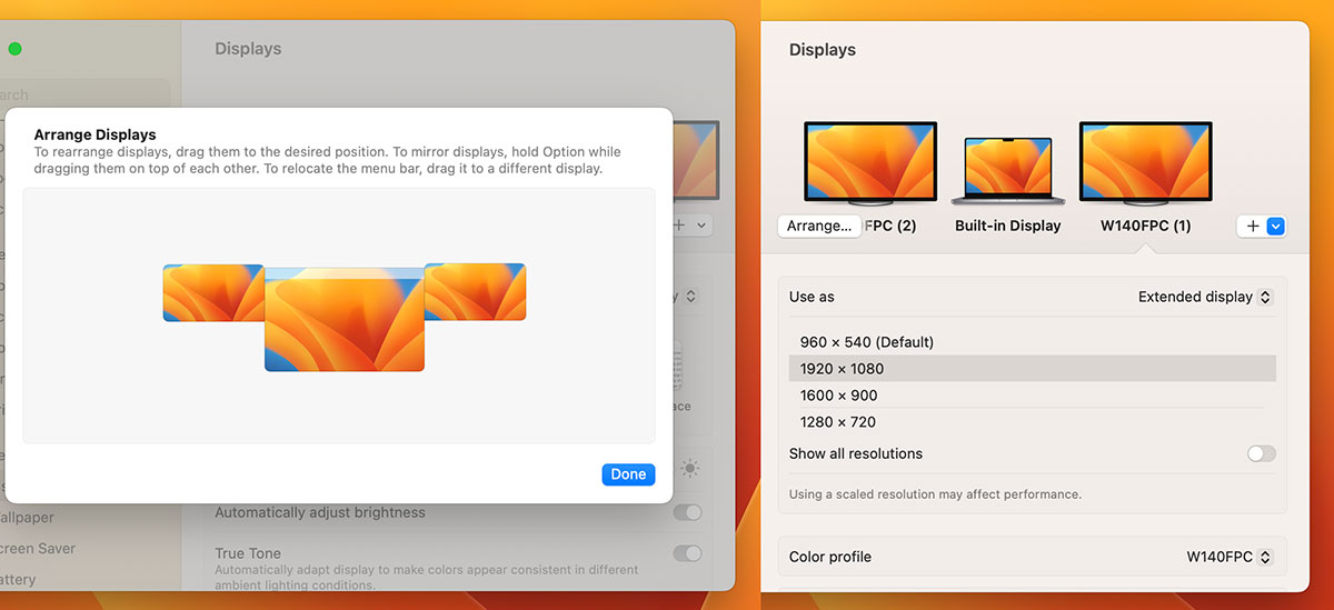 Arrange displays macOS