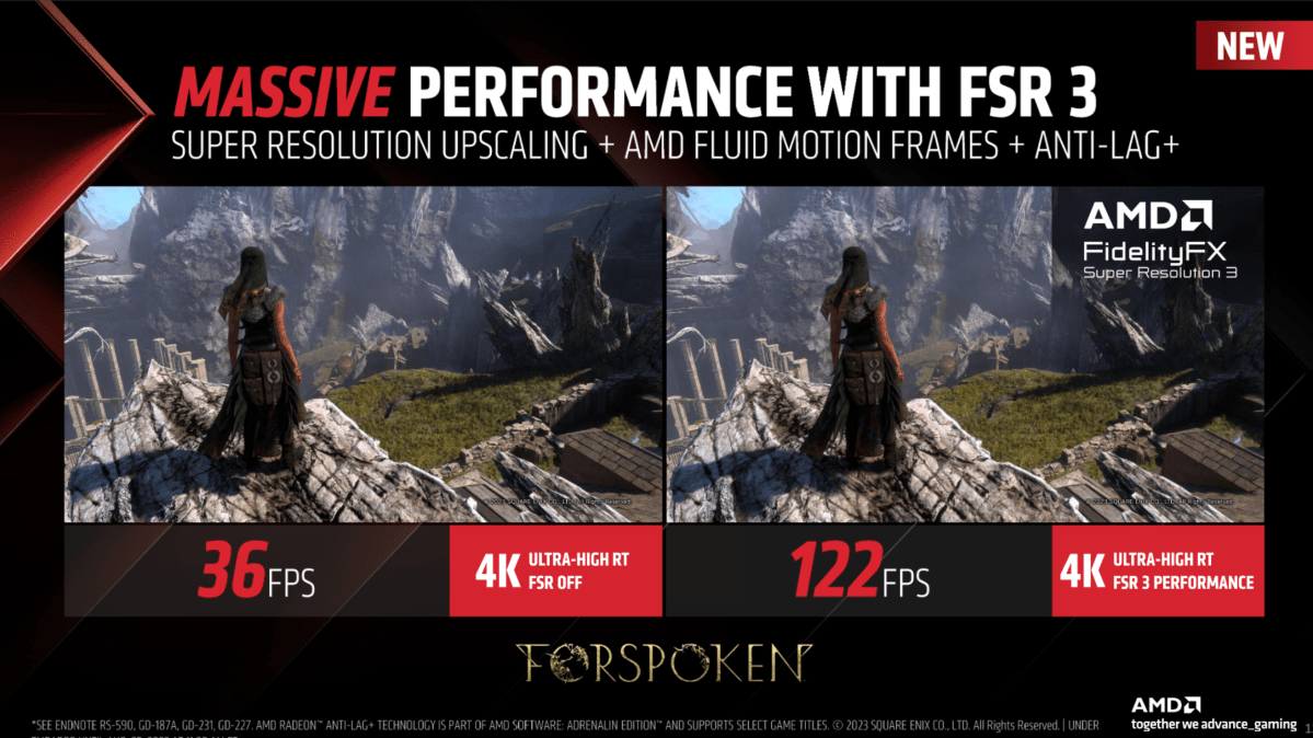 FSR off vs. FSR 3 + Fluide Motion Frames