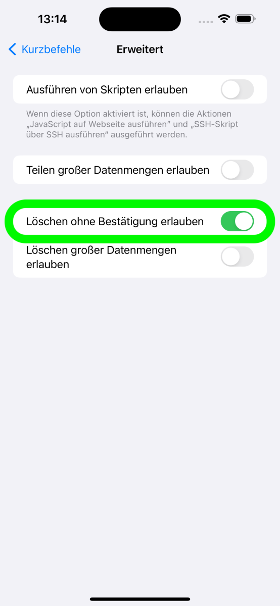 Ständige Nachfrage beim Löschen abschalten