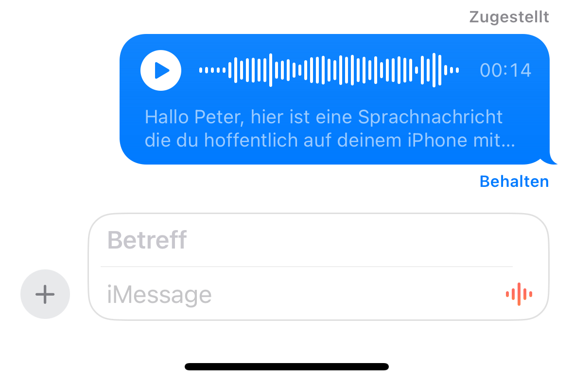 iOS 17 schaltet deutsche Textumwandlung bei Sprachnachrichten ein