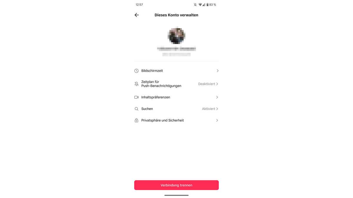 Kinder-Konto in Tiktok verwalten
