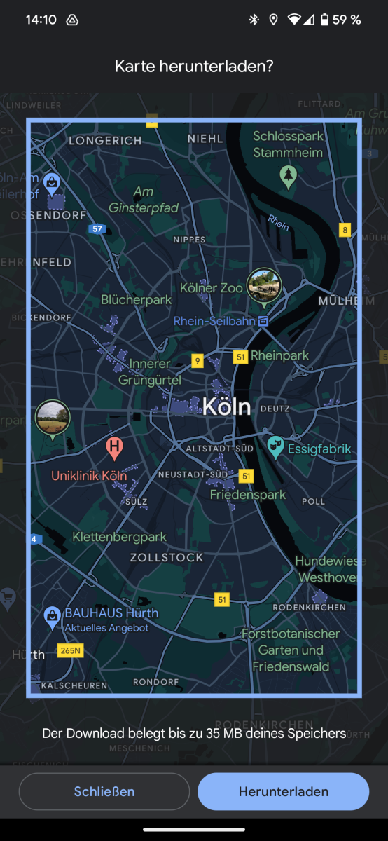 Offlinekarten herunterladen