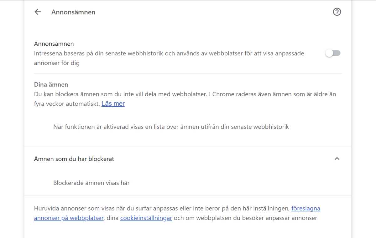 Chrome annonsämnen