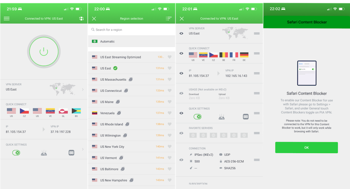 Pantalla de PIA en un iPhone con iOS