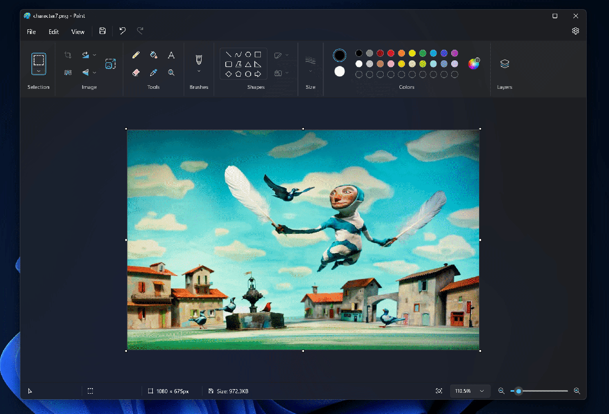 Animated GIF showing how transparency works in Paint (Insider Build)