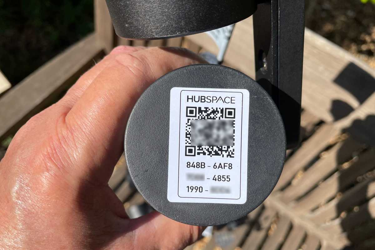 QR code on Hampton Bay Hubspace Landscape Spotlight