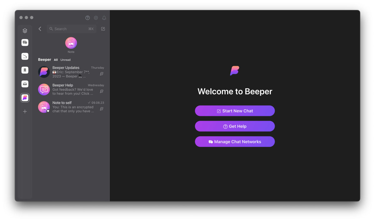 Screenshot of Beeper app on Mac