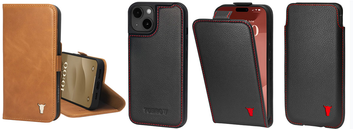 Torro iPhone 13 Pro Max Leather Case (with Stand Function) - Black