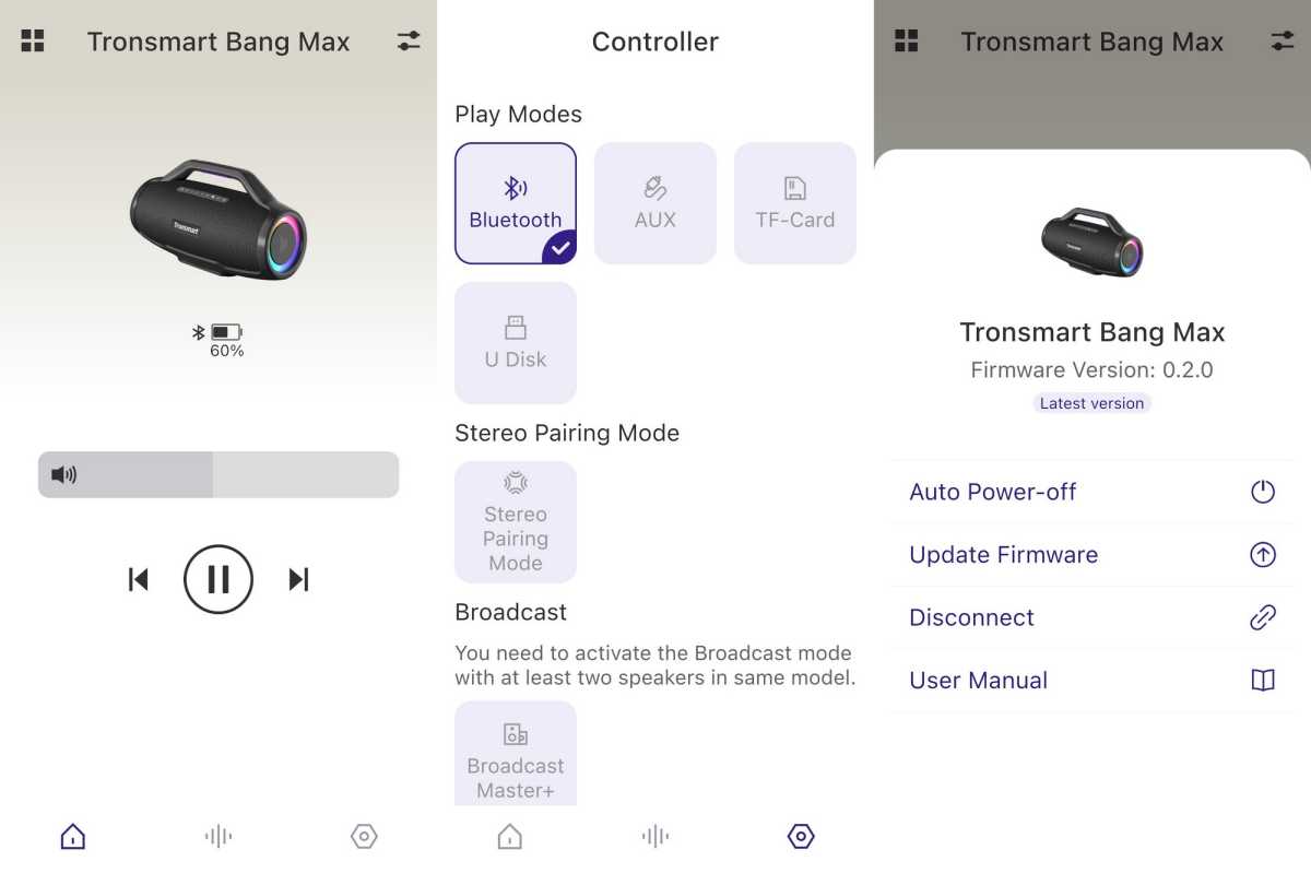 Tronsmart Bang Max app screenshots