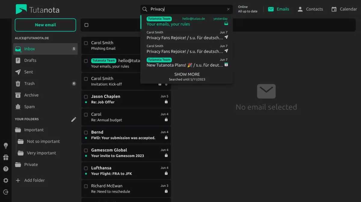 Tutanota cliente de correo