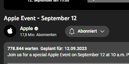 Apple Keynote iPhone 15 Youtube