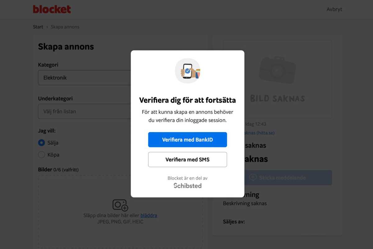 Verifiering på Blocket