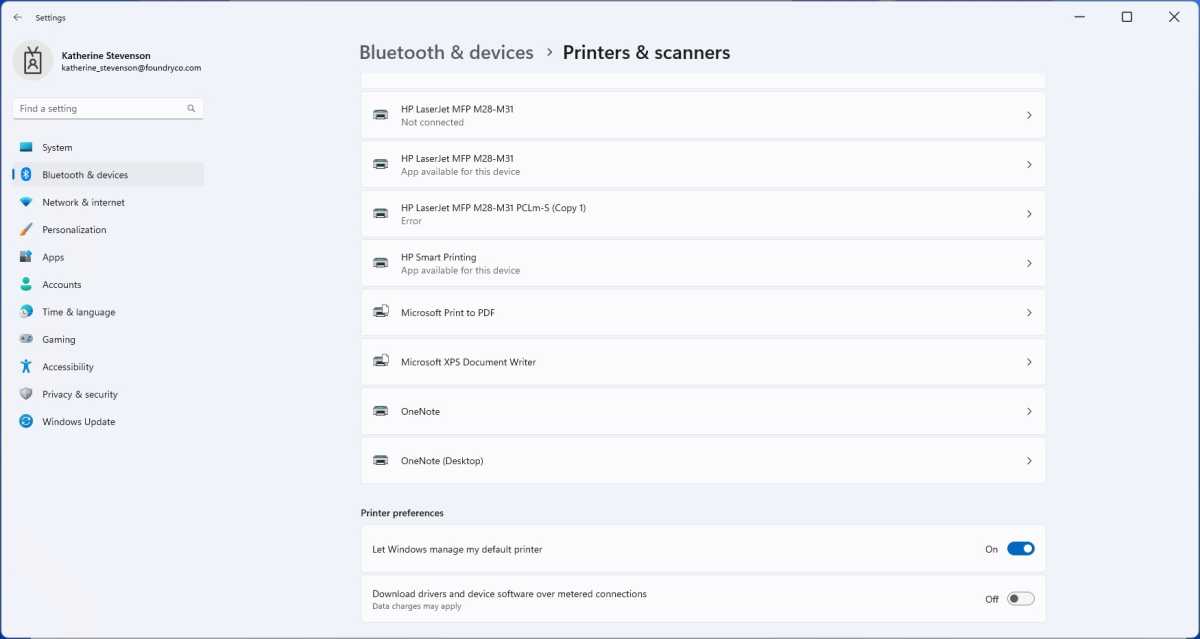 control panel printer