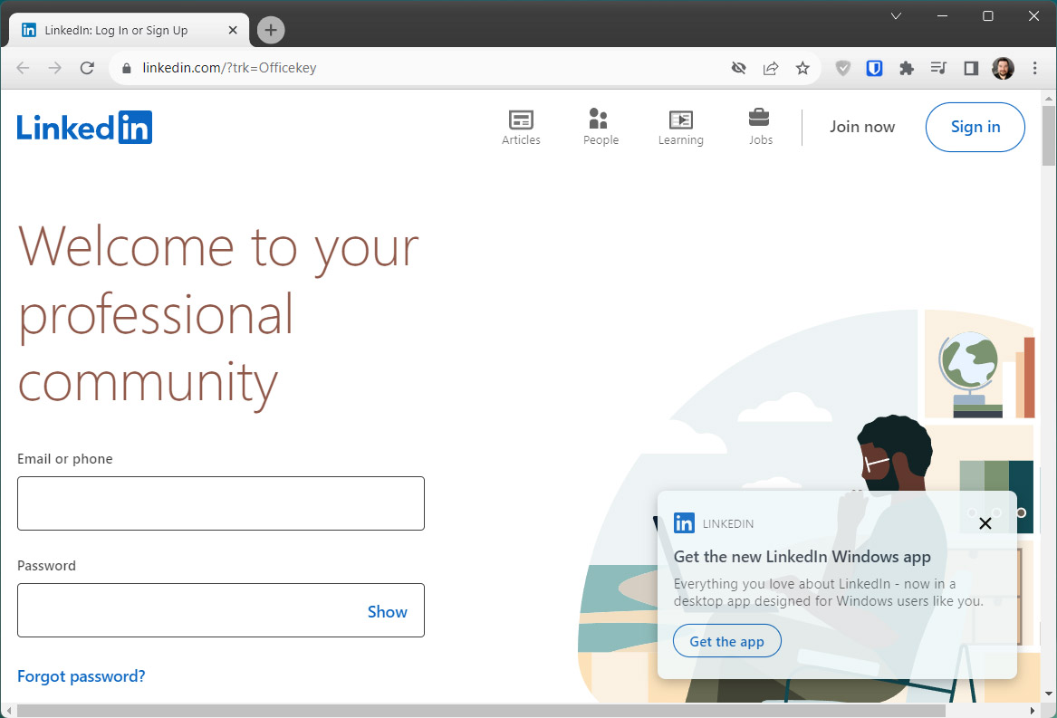 LinkedIn website login