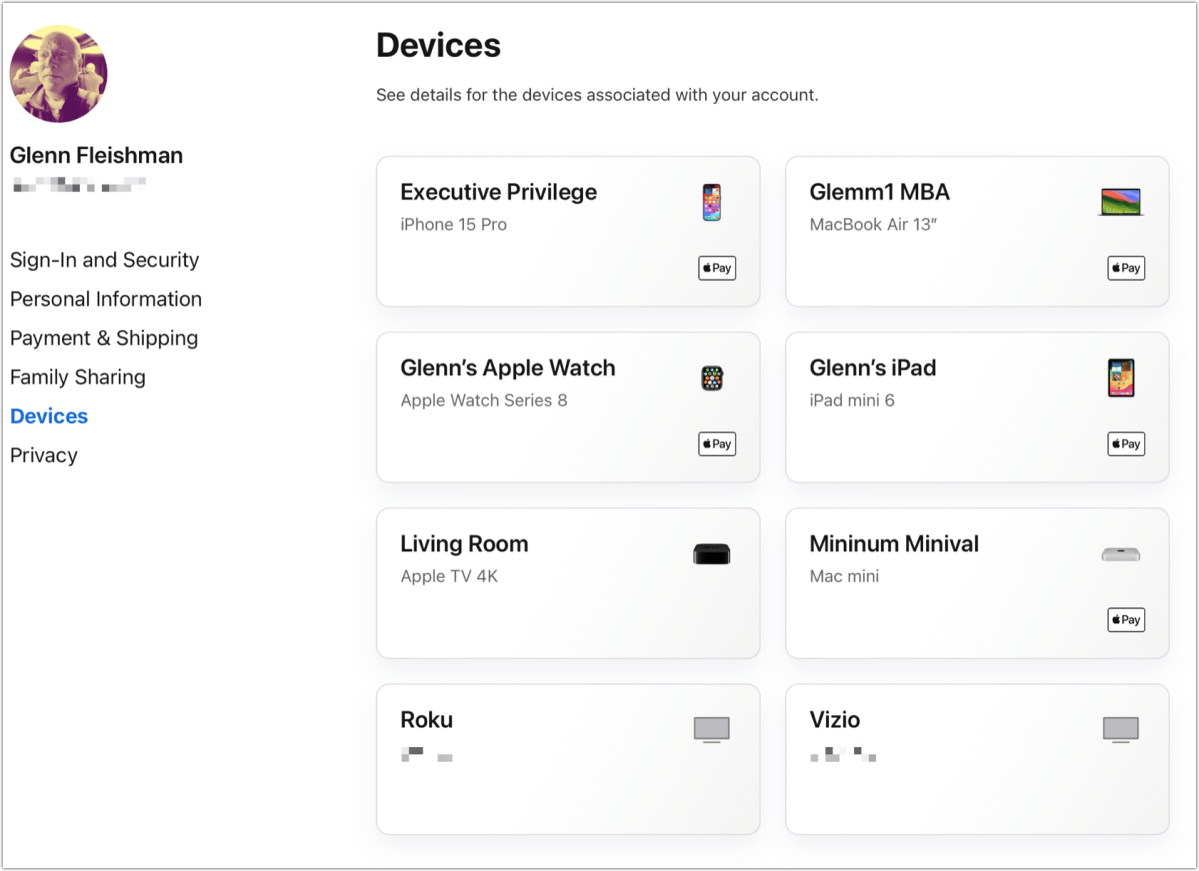 iCloud Trusted Devices list