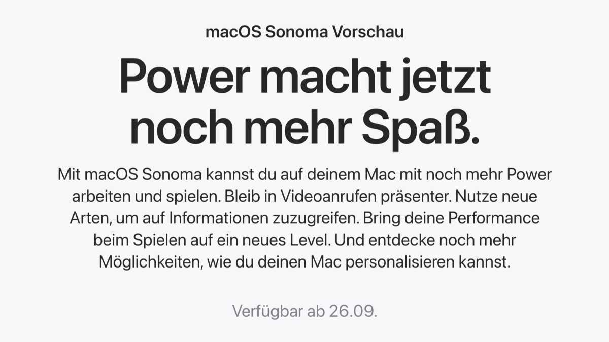 Beschreibung von macOS Sonoma und das Erscheinungsdatum: 26.9.