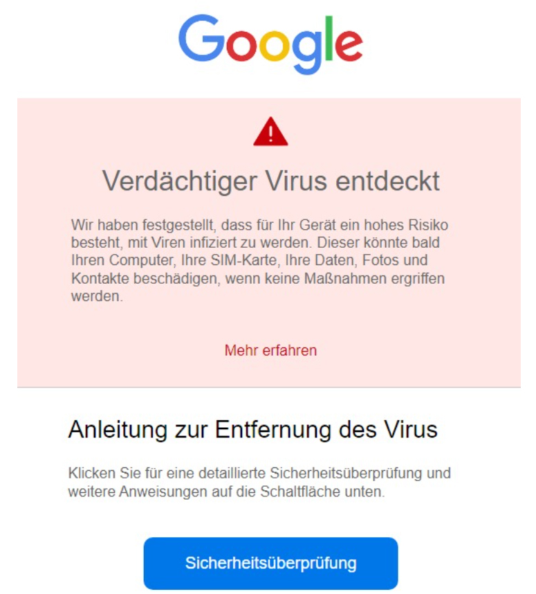 Phishing E-Mail Google