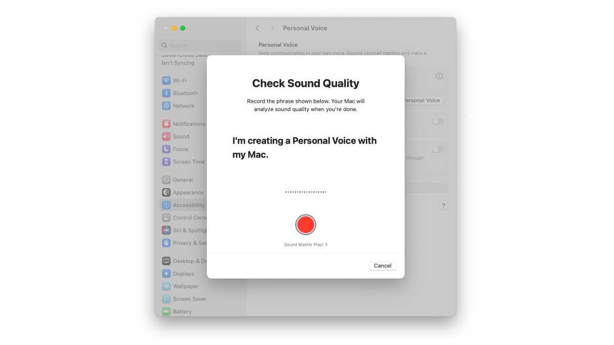 macOS Sonoma Personal Voice Sound Quality Check