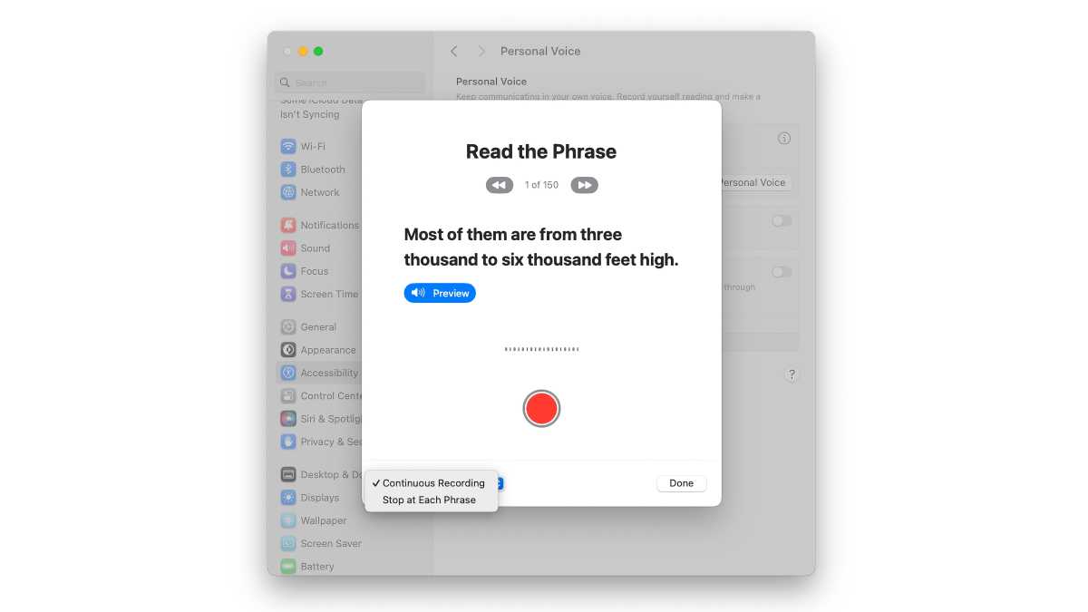 macOS Sonoma Personal Voice phrase 1