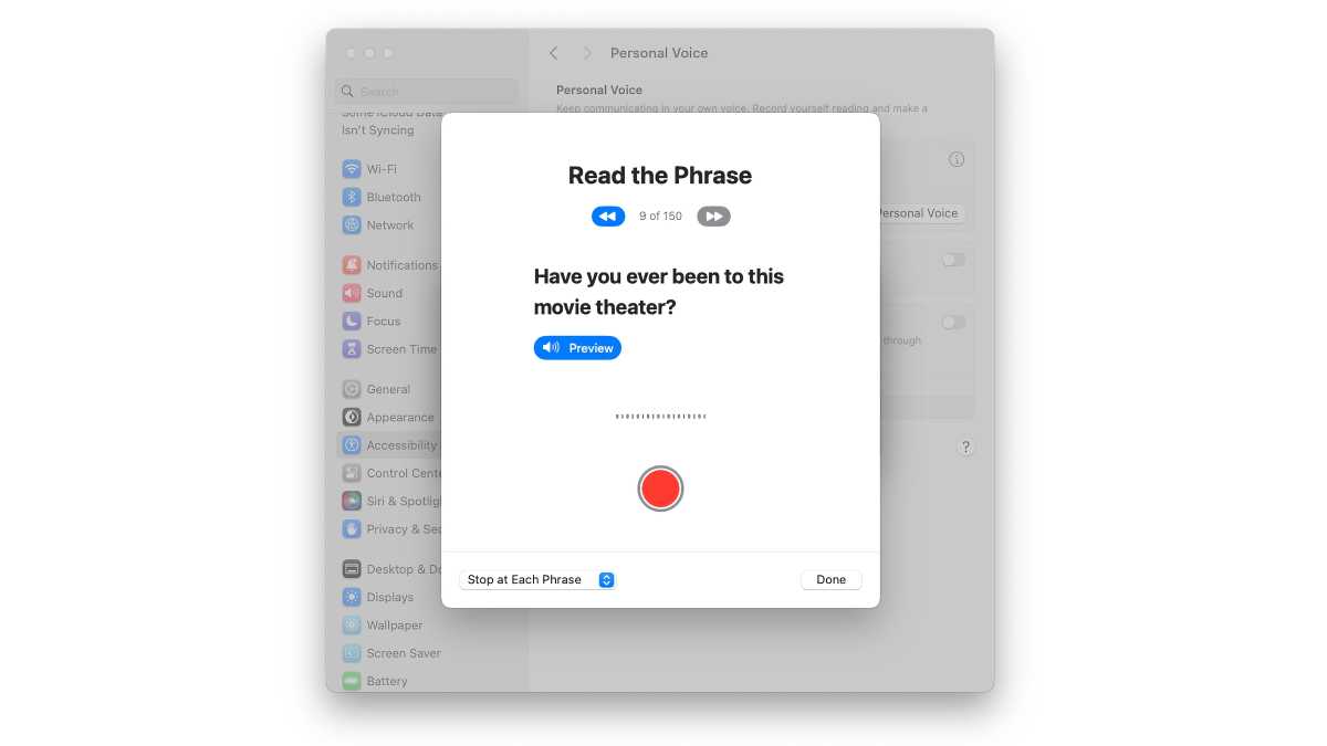 macOS Sonoma Personal Voice phrase 9