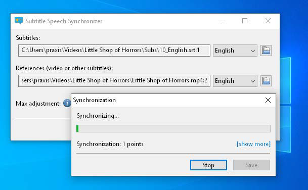 Zeitcodes in Untertiteldateien passend zum Video berechnen: Subsync nutzt eine Spracherkennung über das integrierte Python-Modul Pocketsphinx und analysiert die angegebene Videodatei.