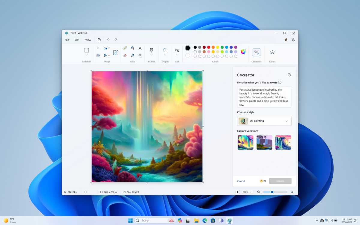 New AI Paint app Windows 11