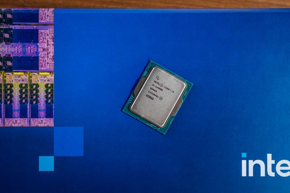 Intel Core i9-14900K lying on a retail box