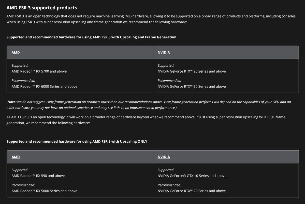 AMD FSR 3 - Voraussetzungen