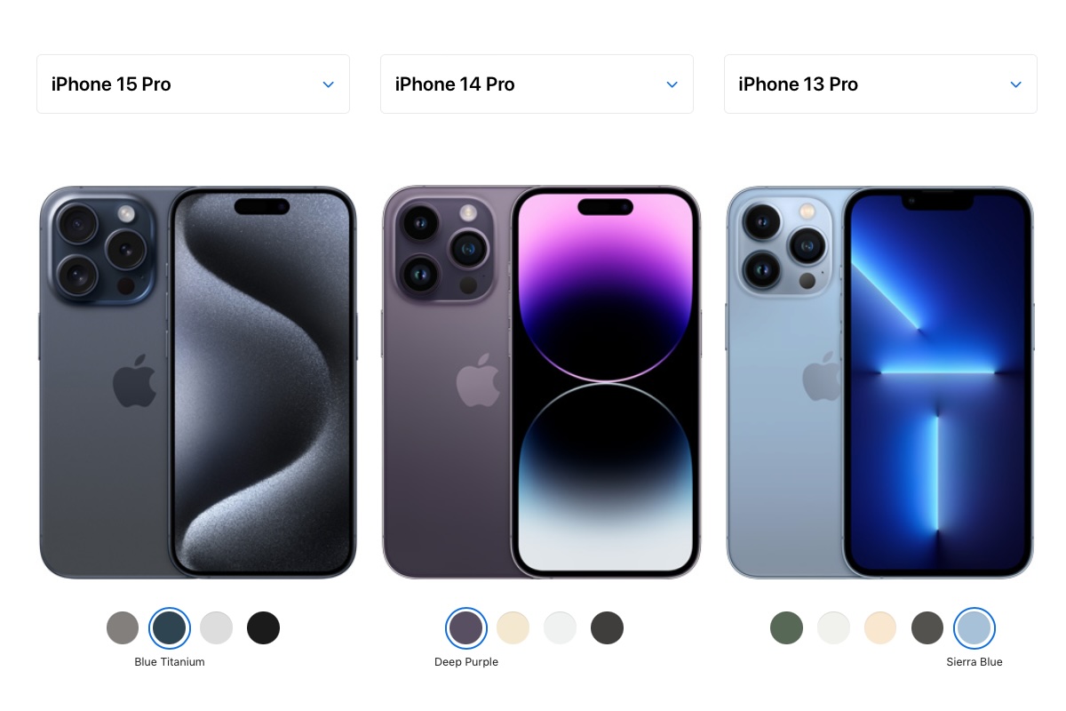 iPhone 15 Pro colors vs 14 13