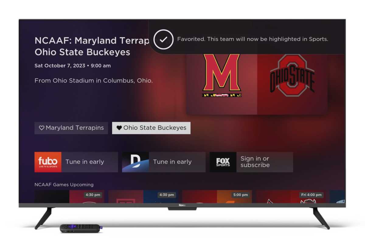 Roku Sports Favorites
