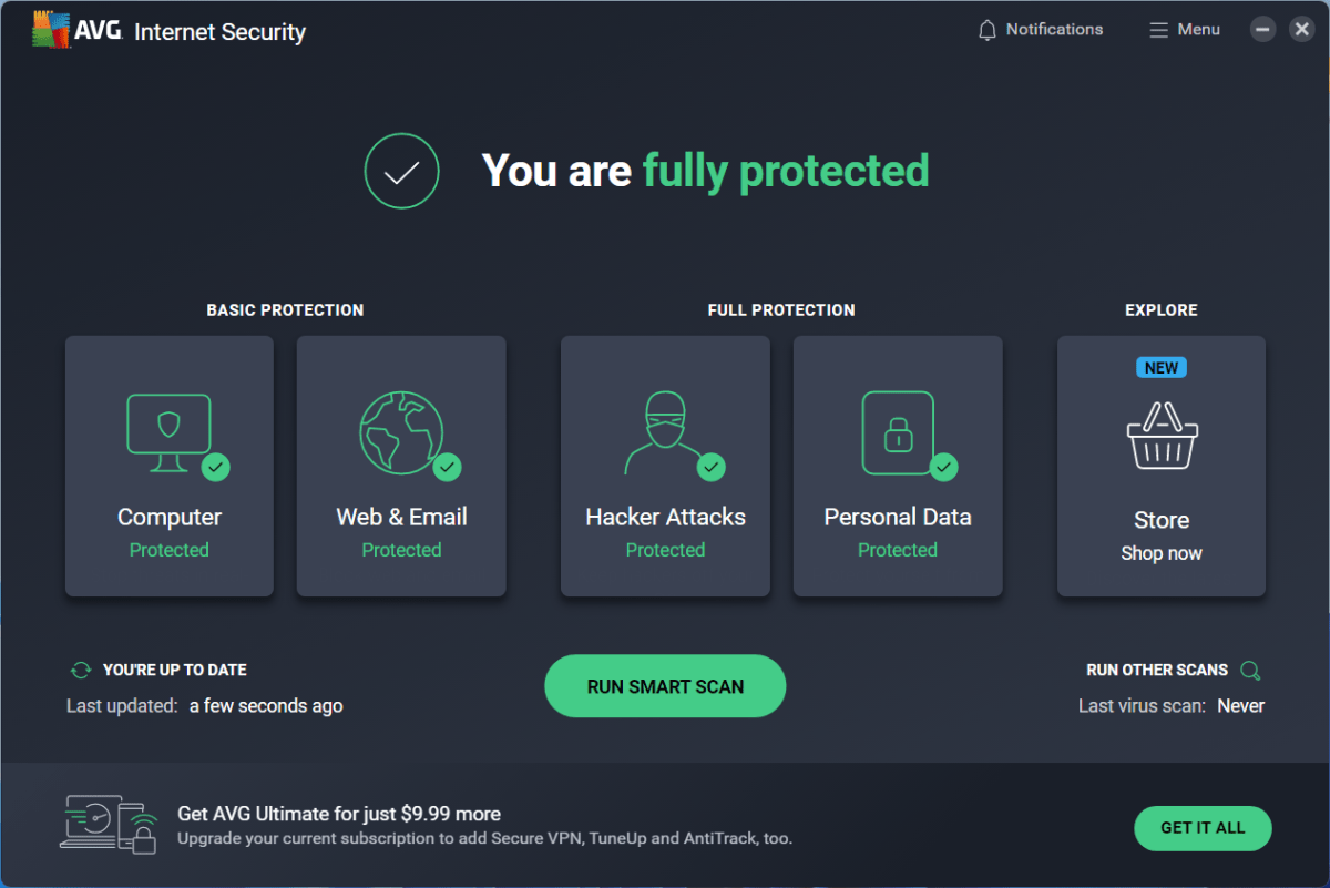 AVG Internet Security Dashboard