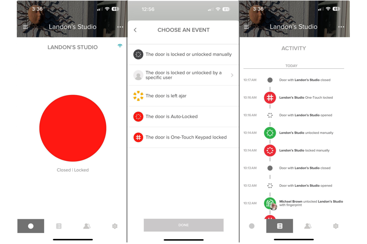 Yale Assure Lock 2 Touch with Wi-Fi app screenshots