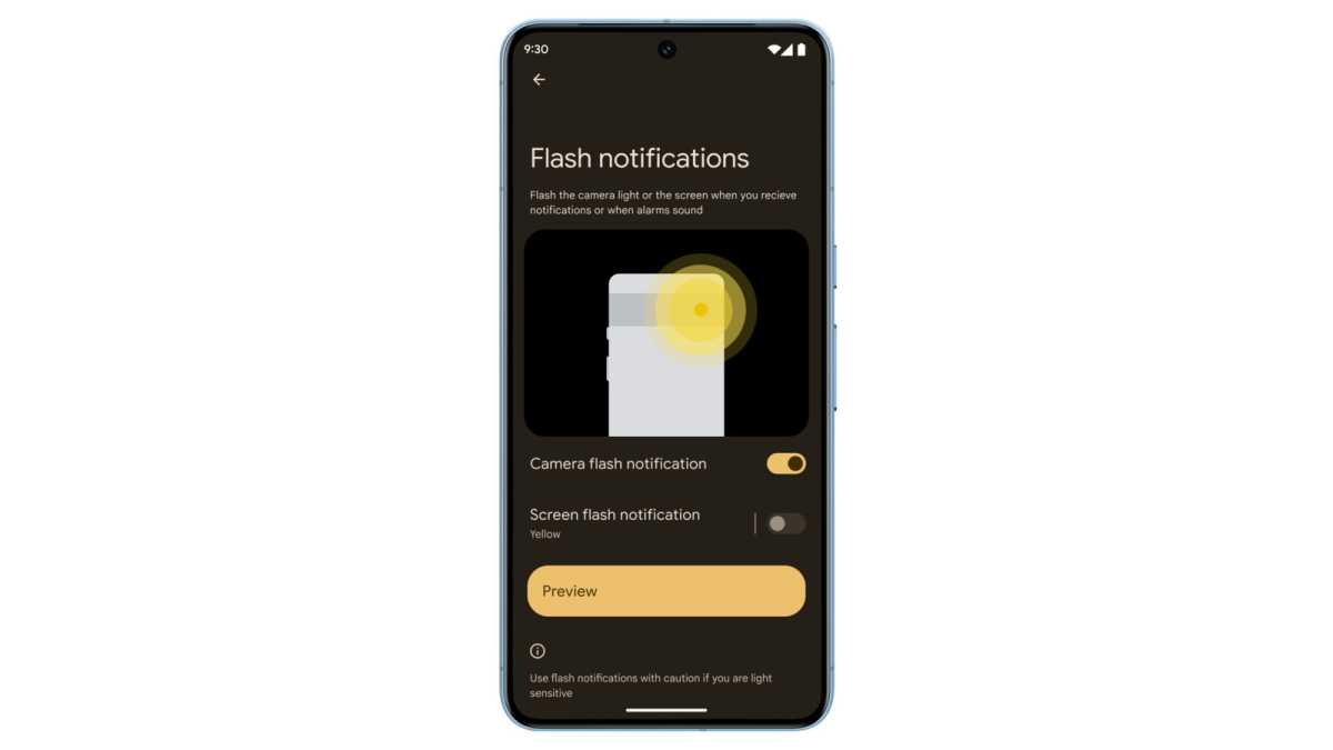 Android 14 flash notifications